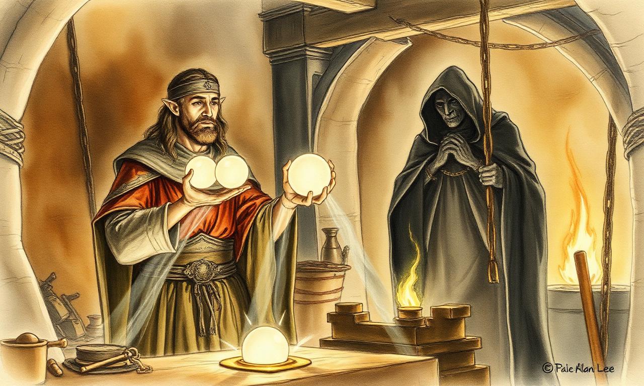 Of Fëanor and the Unchaining of Melkor — De Fëanor i l'alliberament de Melkor, Alan Lee style watercolor