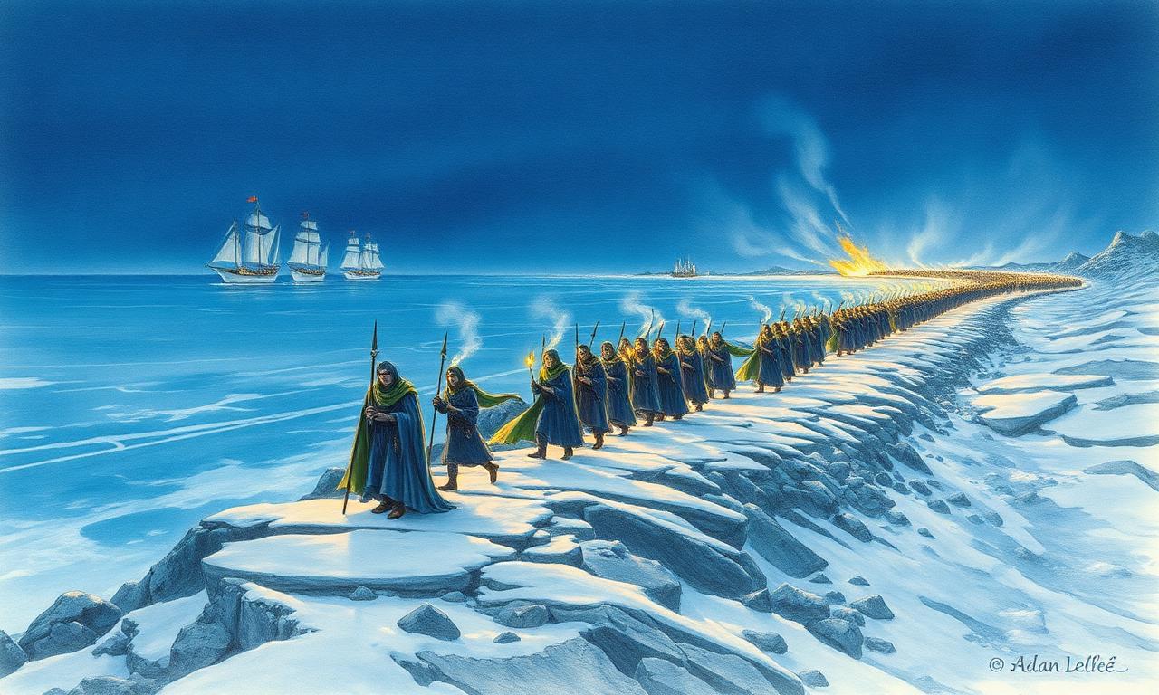 Of the Flight of the Noldor — De la fugida dels Noldor, Alan Lee style watercolor