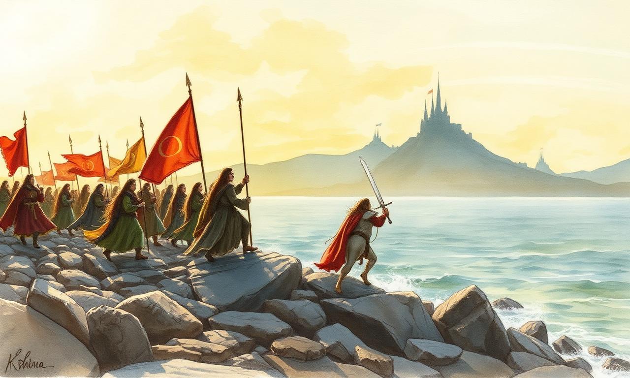 Of the Return of the Noldor — Del retorn dels Noldor, Alan Lee style watercolor