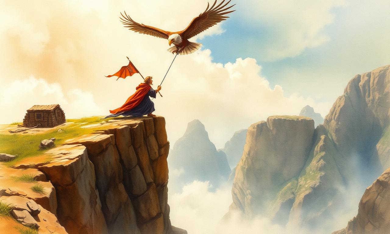Fingon rescata Maedhros del precipici del Thangorodrim amb l'ajut de l'àguila Thorondor