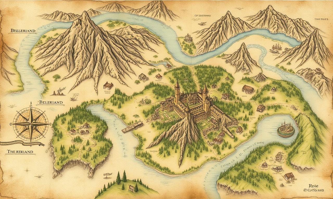 Of Beleriand and its Realms — De Beleriand i els seus regnes, Alan Lee style watercolor