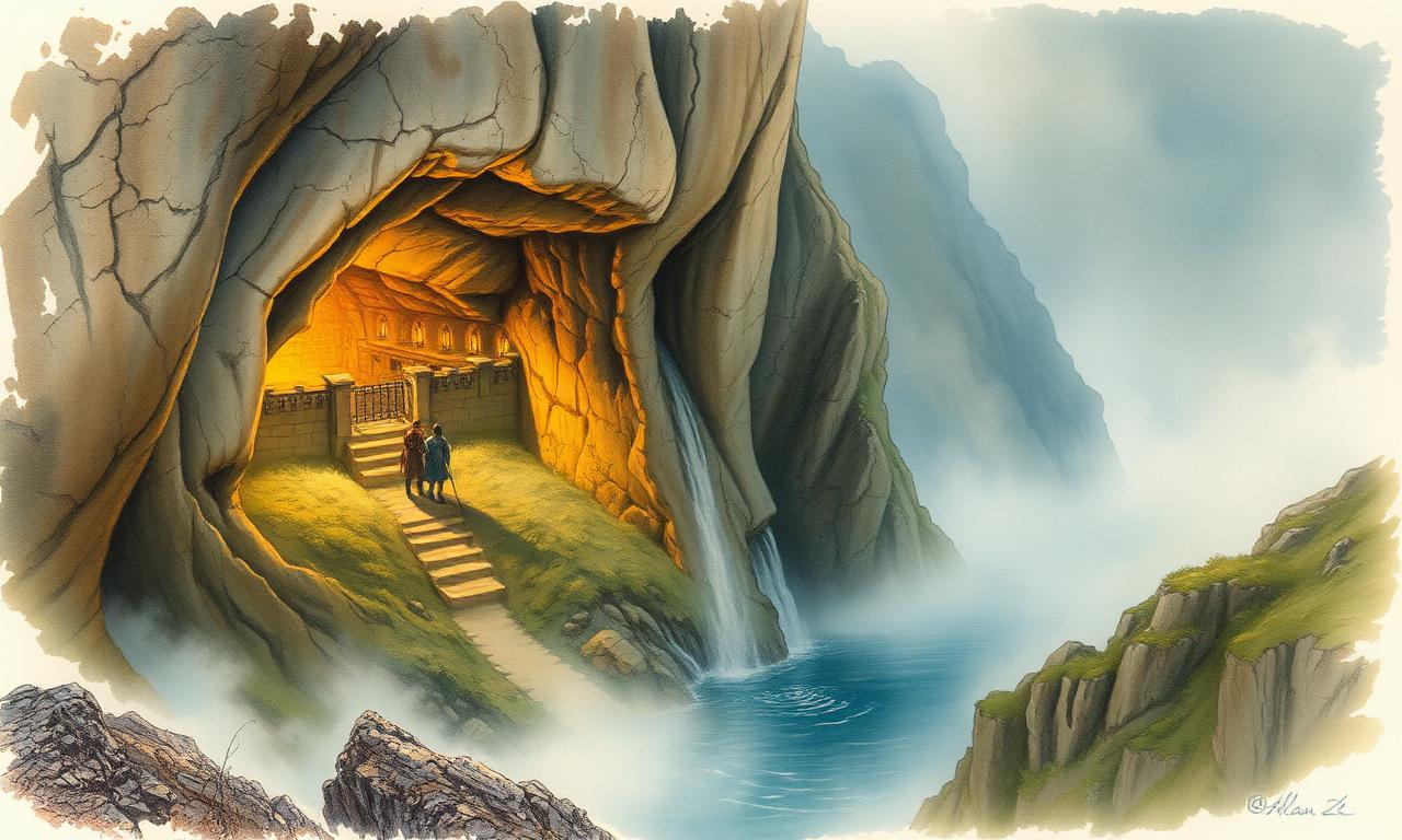 Les cavernes de Nargothrond excavades en un penya-segat sobre el riu Narog