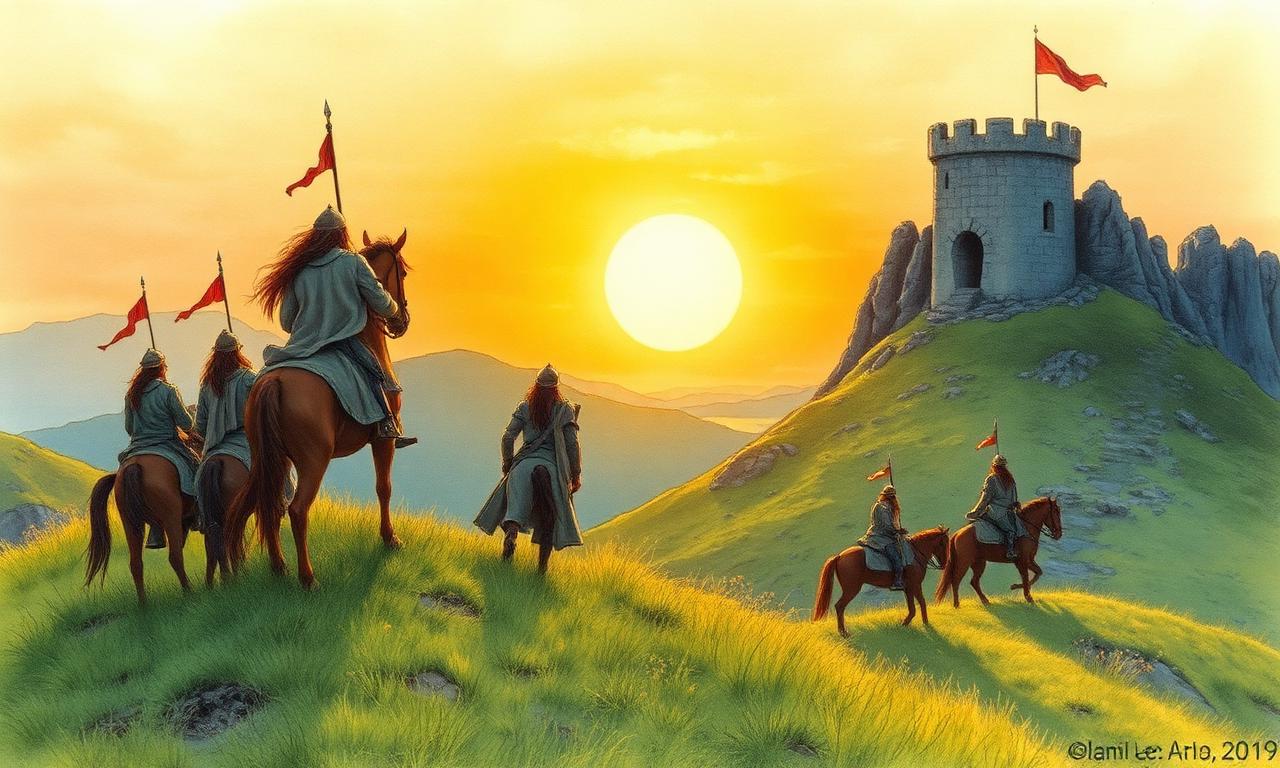 Of the Noldor in Beleriand — Dels Noldor a Beleriand, Alan Lee style watercolor