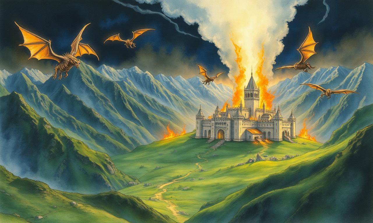 Of Tuor and the Fall of Gondolin — De Tuor i la caiguda de Gondolin, Alan Lee style watercolor